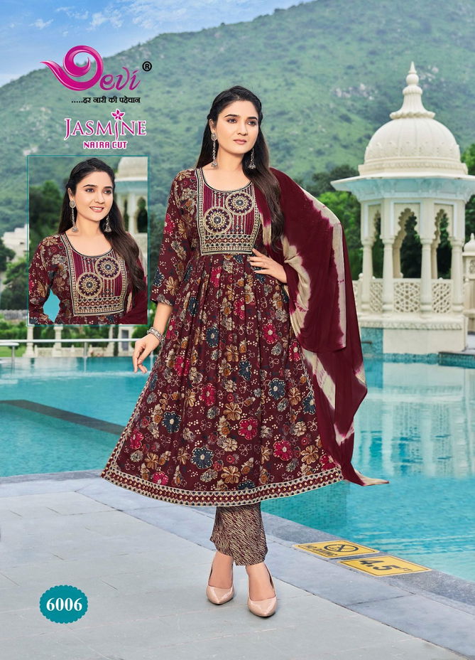 Jasmine Vol 6 By Devi Rayon Capsule Printed Kurti WIth Bottom Dupatta Wholesale Online
